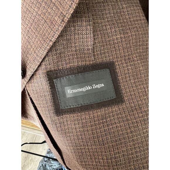 Ermenegildo Zegna Mil. Easy Lightweight Wool Sport Coat Brown Size 54 XL - Picture 5 of 11